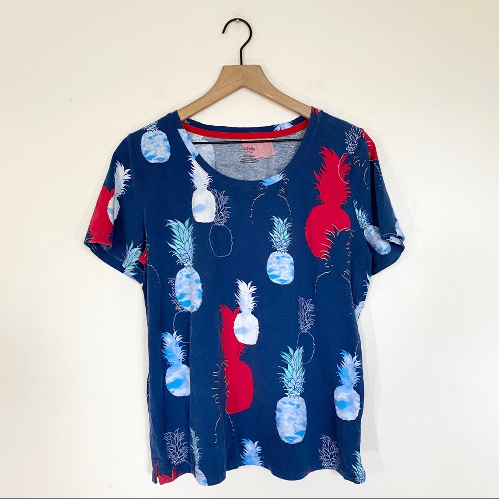 Rafella Blue Pineapple Graphic tee